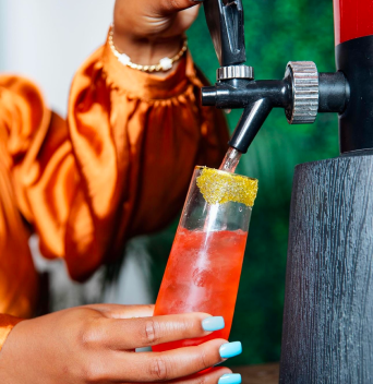 Pouring red drink
